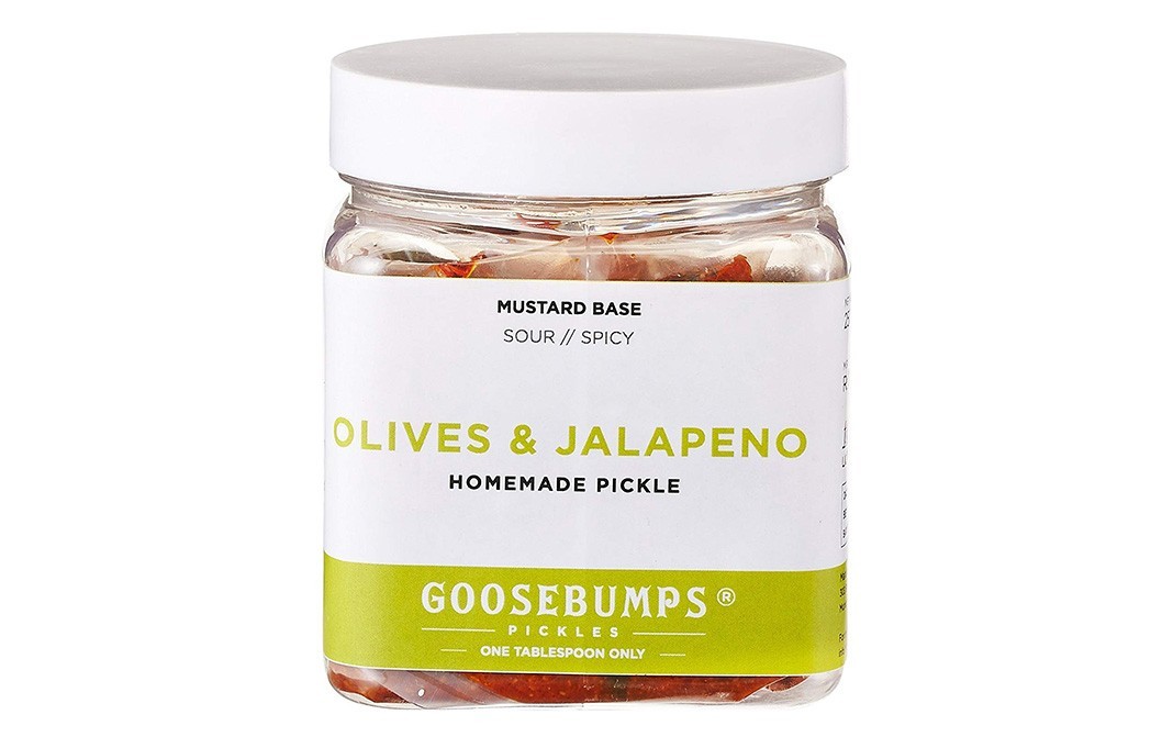 Goosebumps Olives & Jalapeno (Mustard Base - Sour / Spicy) Homemade Pickle   Glass Jar  250 grams
